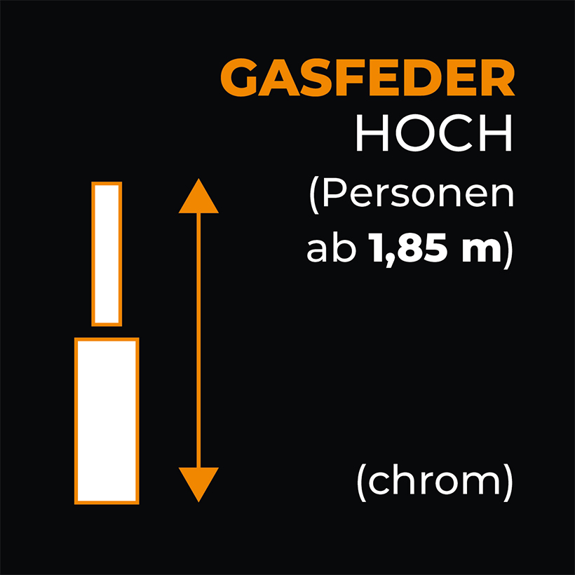 Gasfeder Chrom Hoch